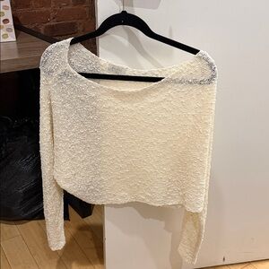 Meshki Ivory Textured Knit Top